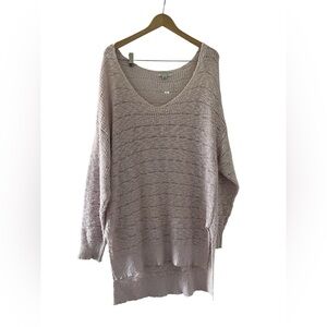 American Eagle V-Neck Pink Knit Oversized Sweater